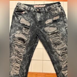 Distressed Black Denim Jeans